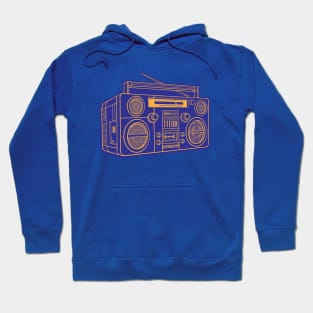 Boombox (Yellow Orange Lines + Blue Drop Shadow) Analog / Music Hoodie